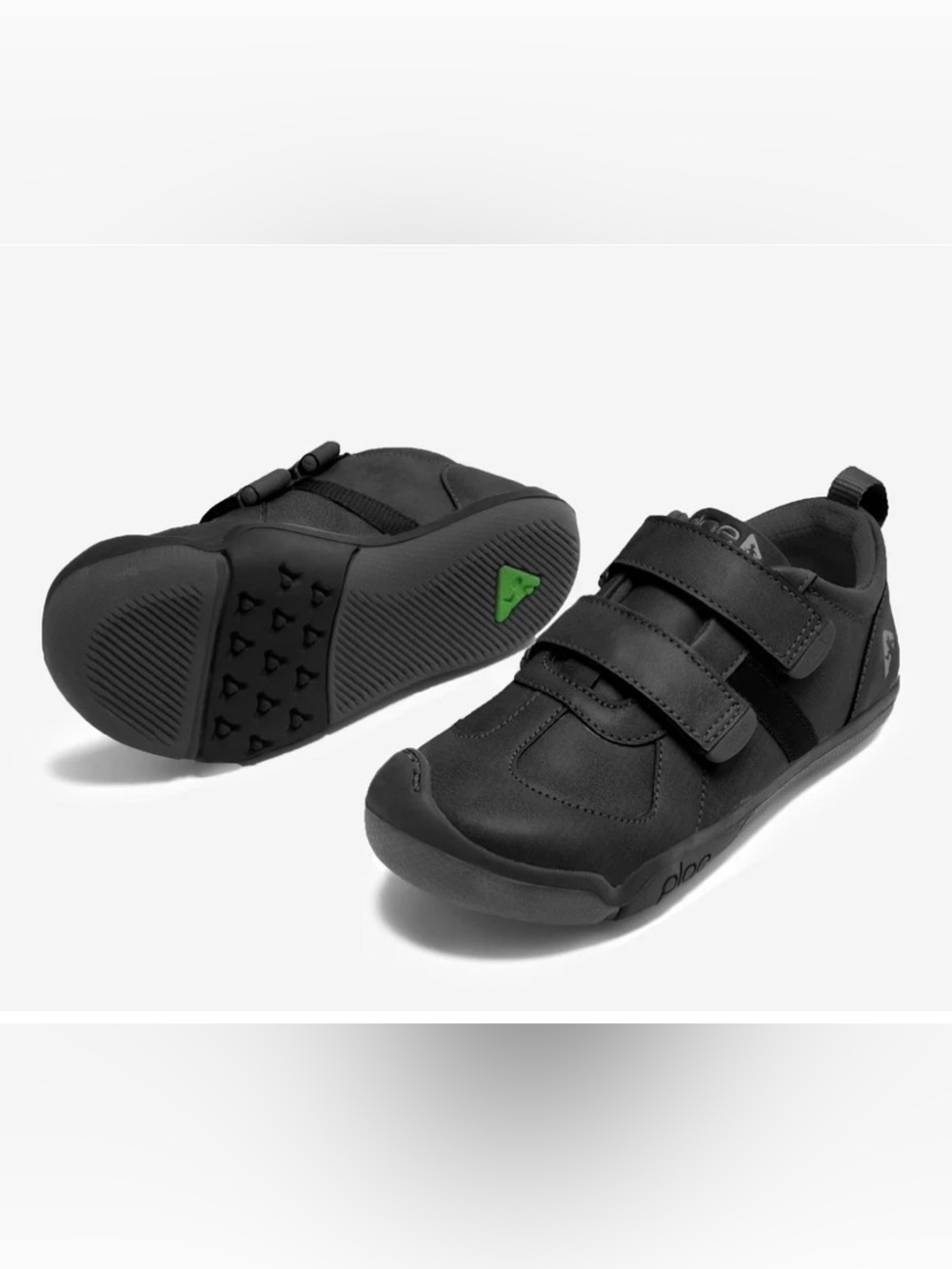 PLAE NWT Black Kids Velcro Sneakers with Subtle Green Accent